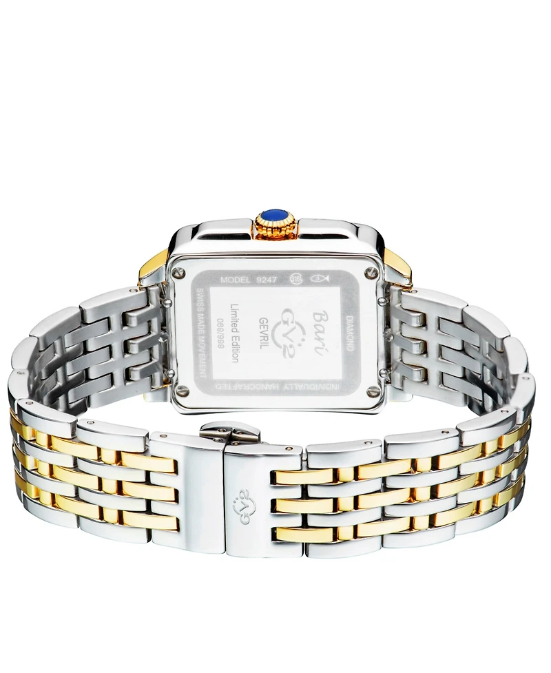 GV2 by Gevril Women's Bari Tortoise Swiss Quartz Diamond Two tone Ipyg/Ss Stainless Steel Bracelet Watch