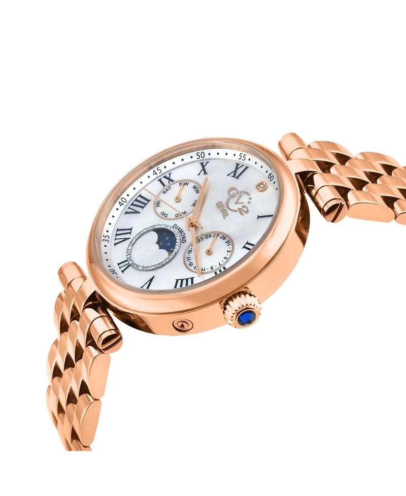 GV2 by Gevril Women's Florence Swiss Quartz Diamond Ip Stainless Steel Bracelet Watch
