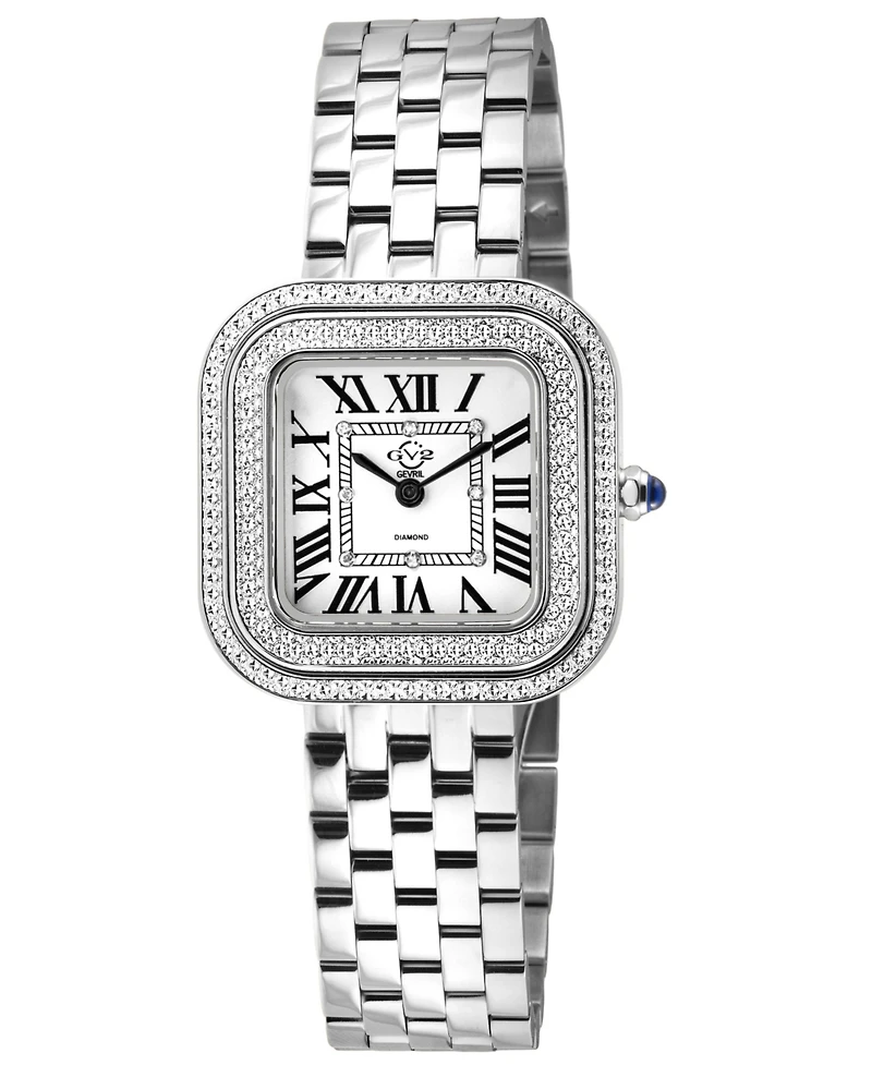GV2 by Gevril Women's Arezzo Swiss Quartz Diamond Hand made Italian leather Strap Watch