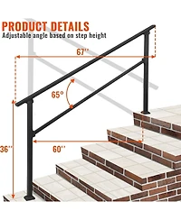 gaomon 6-Step Outdoor Stair Railing Aluminium Alloy Handrail for Concrete and Wooden Steps with Non-Slip Grip Installation