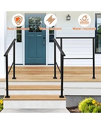 gaomon 3-Step Outdoor Stair Handrail Matte Metal Railing Kit Adjustable Height Concrete and Wooden Steps Installation
