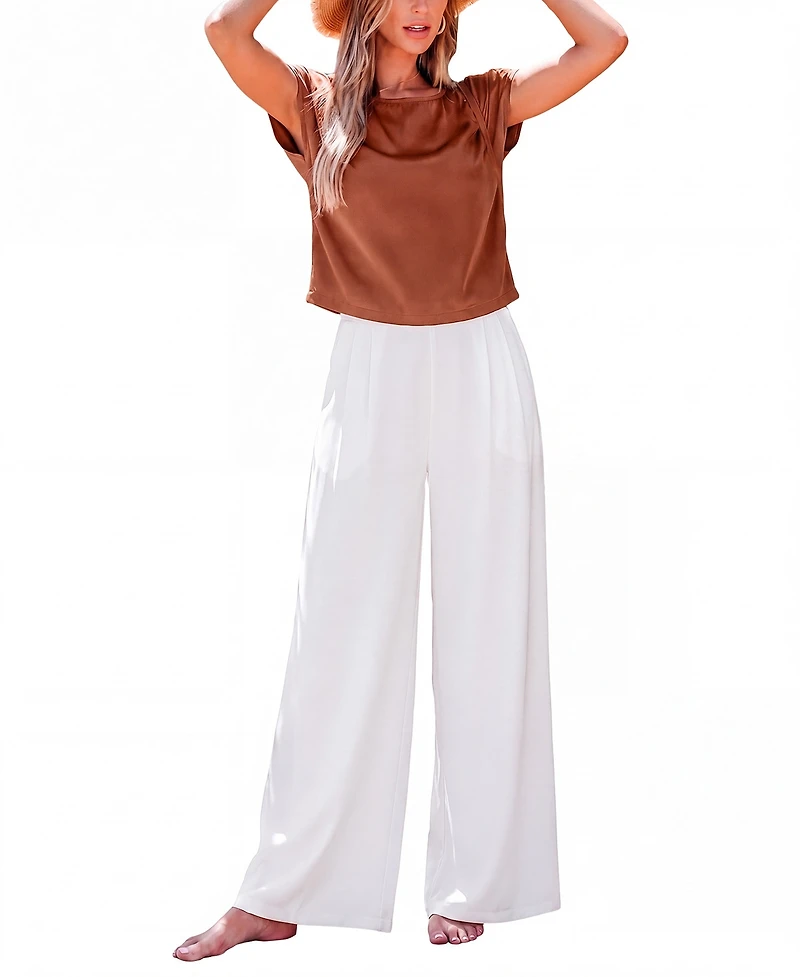 Cupshe Women's Crew Neck Long Pants Set