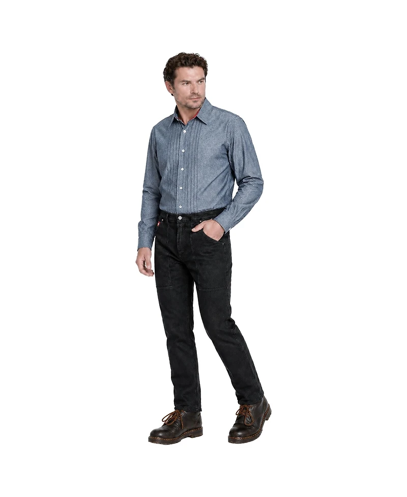 Level 7 Men's American Heritage Collection Pleated Front Chambray Shirt