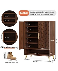 Slickblue Wooden Shoe Cabinet with 6 Tier Adjustable Storage Shelves