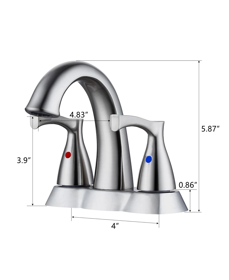 Phying 2 Handle 4 Inch Centerset Bathroom Sink Faucet with Pop-Up Drain, Brushed Nickel