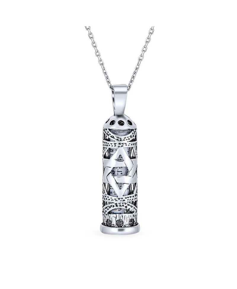 Bling Jewelry Hanukkah Magen Judaic Star Of David Magen Parchment Mezuzah Pendant Kabbalah Necklace Bat Mitzvah Sterling Silver