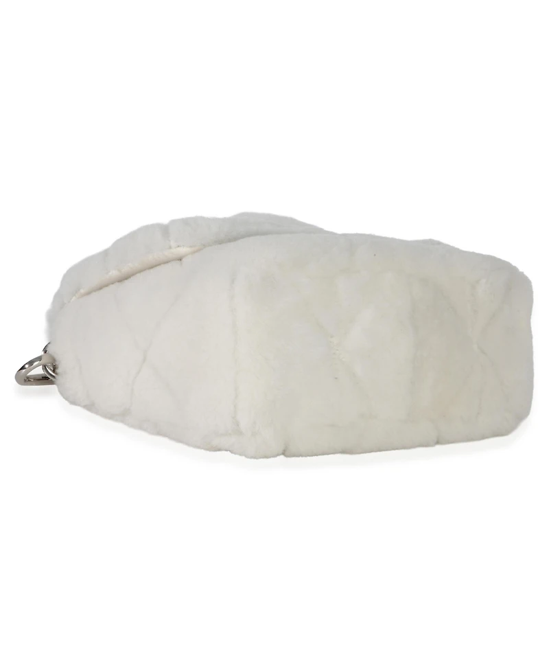 Pre-Owned Prada White Shearling Patchwork System Flap Bag