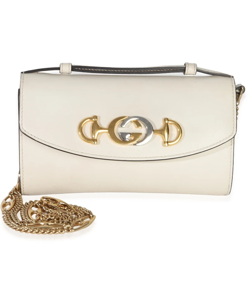 Pre-Owned Gucci Cream Smooth Calfskin Mini Zumi Chain Shoulder Bag