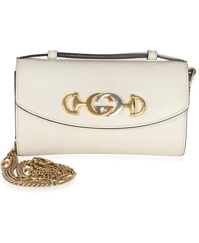 Pre-Owned Gucci Cream Smooth Calfskin Mini Zumi Chain Shoulder Bag
