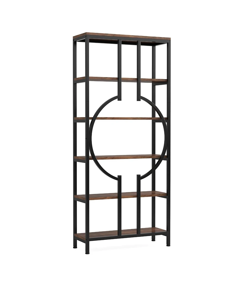 Slickblue 6 Tier Industrial Bookshelf with Open Display Storage Shelves