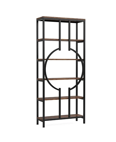Slickblue 6 Tier Industrial Bookshelf with Open Display Storage Shelves