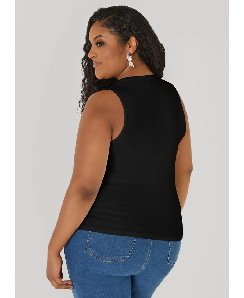Ashley Stewart Women's Crystal Ribbed Tank Top