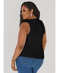 Ashley Stewart Women's Crystal Ribbed Tank Top