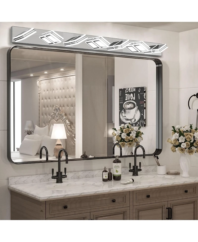 Busdays 45 Inch Modern 7 Light Led Vanity Light Square Acrylic Lampshades Wall Mount Fixture for Bathroom Mirror Lighting