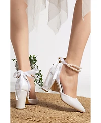 Forever & Always Shoes Women's Gilda Leather Pumps with Pearls