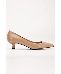 Forever & Always Shoes Womens Helly Kitten Heel Leather Stiletto Pumps