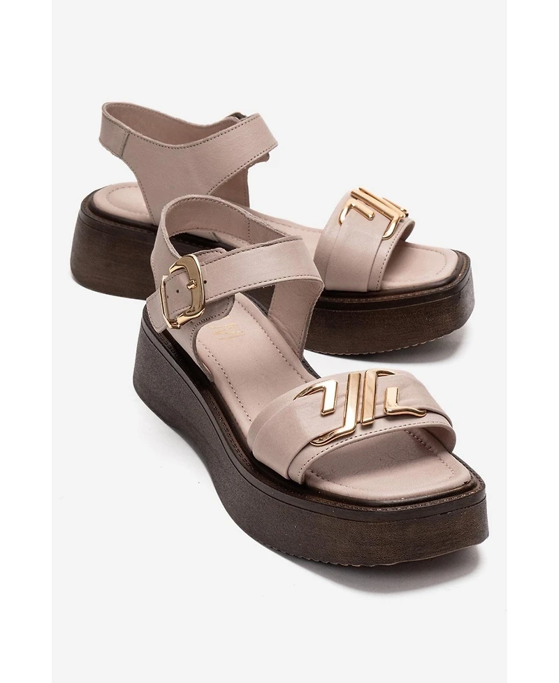 Forever & Always Shoes Women's Lone Leather Platform Sandal