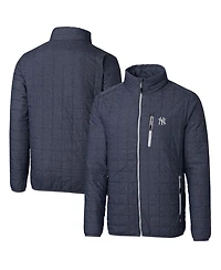 Cutter & Buck Men's Heathered Navy New York Yankees Big Tall Rainier Full-Zip Puffer Jacket
