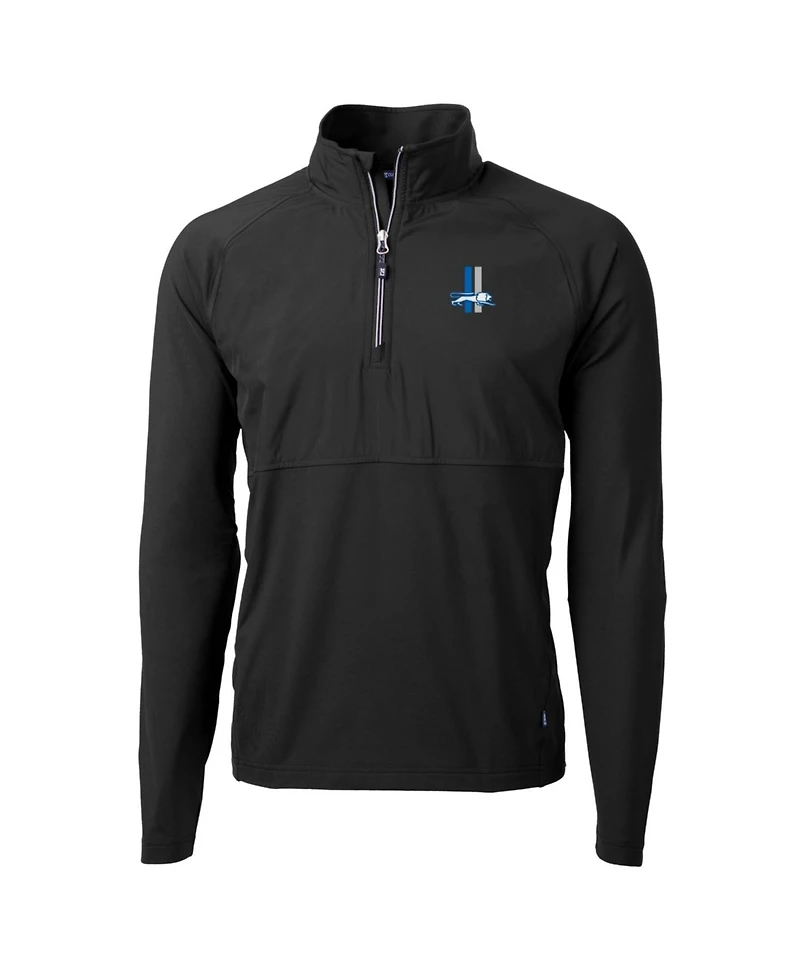 Cutter & Buck Men's Black Detroit Lions Adapt Eco Knit Hybrid Quarter-Zip Throwback Pullover Sweatshirt