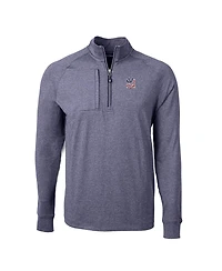 Cutter & Buck Men's Heather Navy New York Yankees Americana Logo Big & Tall Adapt Eco Knit Stretch Quarter-Zip Pullover Sweatshirt