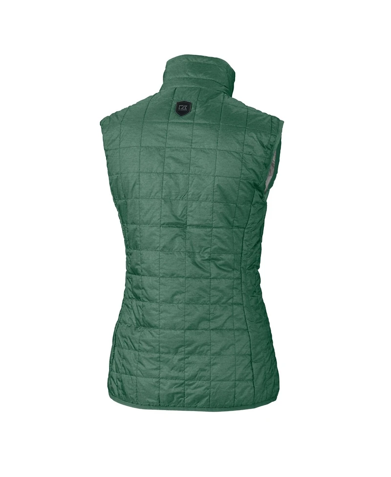 Cutter & Buck Women's Heather Green Philadelphia Eagles Gridiron Classics Logo Rainier PrimaLoft Eco Insulated Full-Zip Puffer Vest