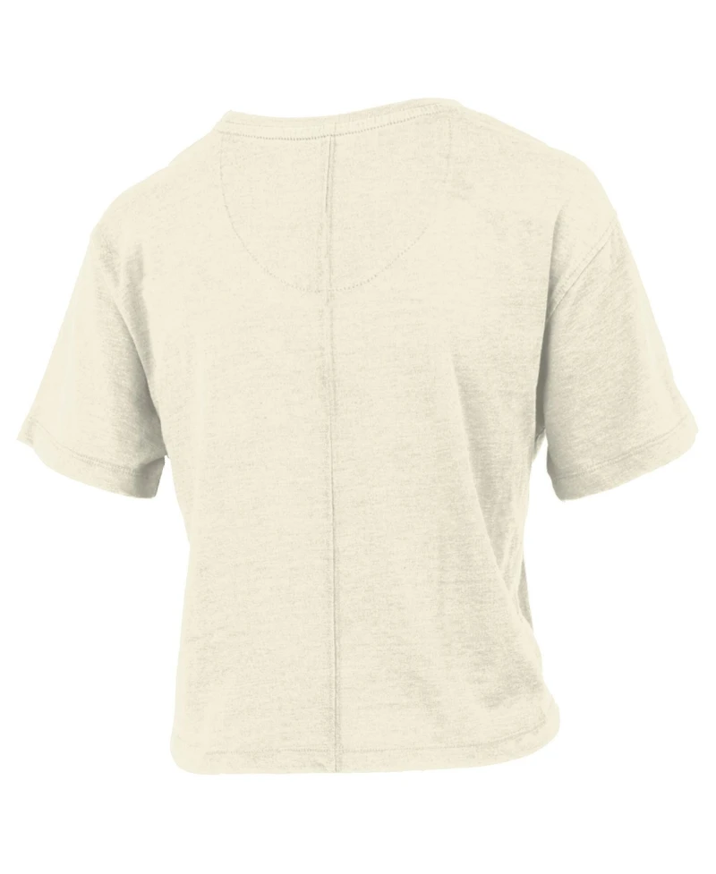 Pressbox Women's Natural Oklahoma Sooners Vintage Wash Waist-Length Slub T-Shirt