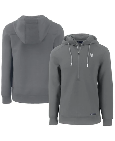 Cutter & Buck Men's Gray New York Yankees Roam Eco Half-Zip Pullover Hoodie