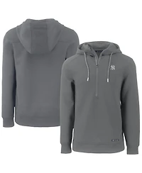 Cutter & Buck Men's Gray New York Yankees Roam Eco Half-Zip Pullover Hoodie