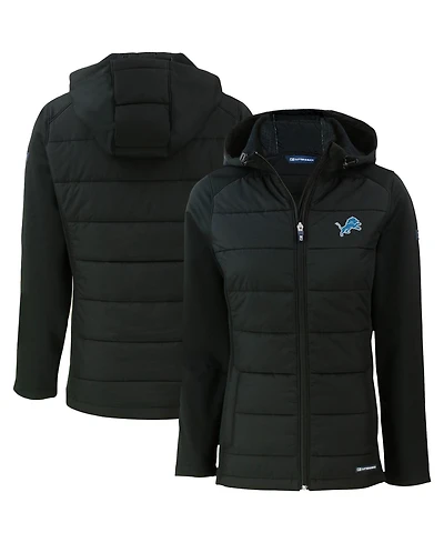 Cutter & Buck Women's Black Detroit Lions Evoke PrimaLoft Hybrid Eco Softshell Full-Zip Hooded Jacket