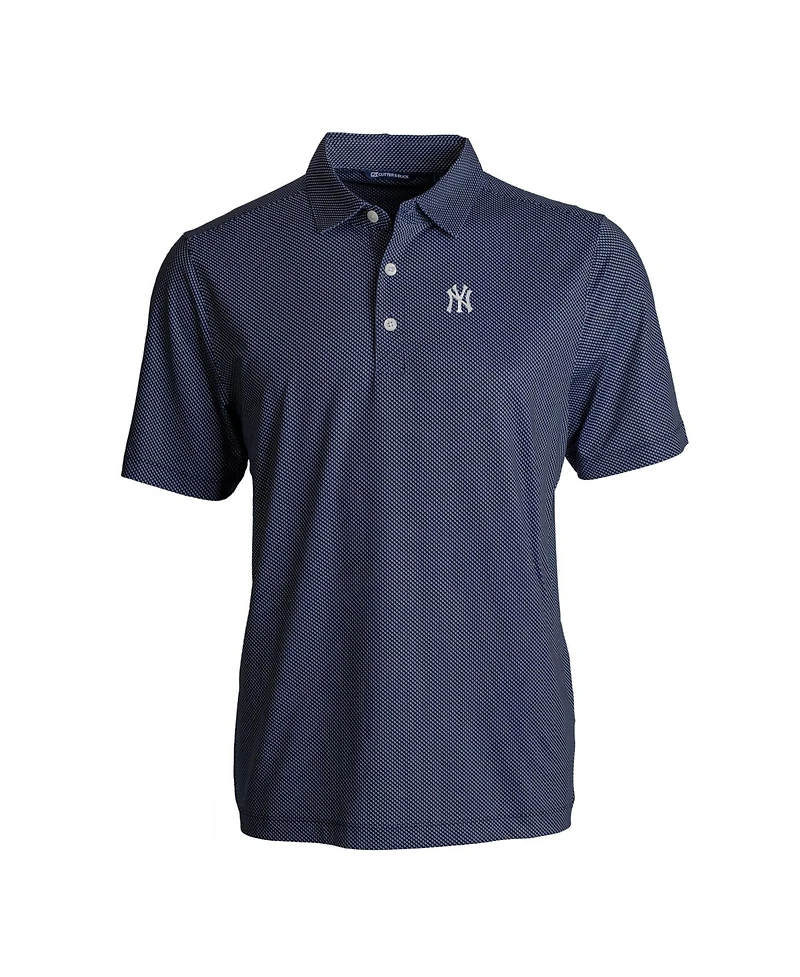 Cutter & Buck Men's Navy/White New York Yankees Big & Tall Pike Eco Symmetry Print Stretch Polo Shirt