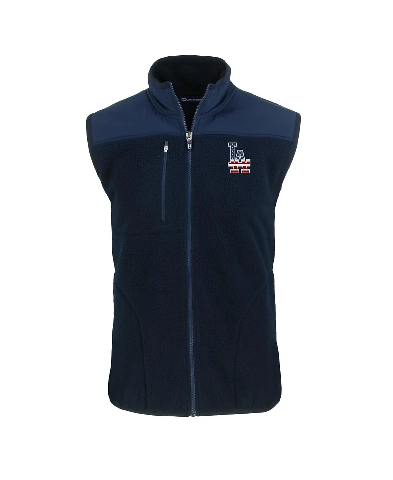 Cutter & Buck Men's Navy Los Angeles Dodgers Stars Stripes Cascade Eco Sherpa Fleece Full-Zip Vest