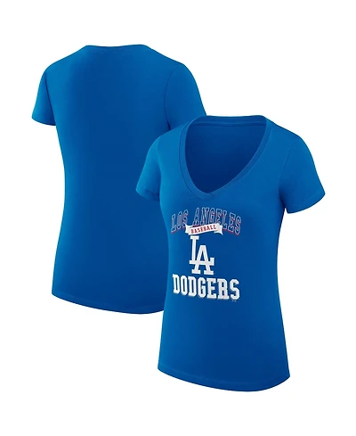 G-iii 4Her by Carl Banks Women's Royal Los Angeles Dodgers Super-Slim Fit Lightweight Team Logo Graphic V-Neck T-Shirt
