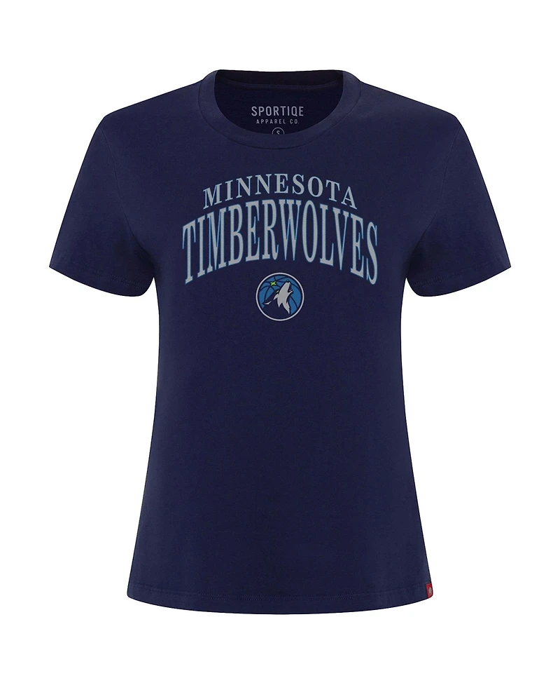 Sportiqe Women's Navy Minnesota Timberwolves Arcadia Boxy T-Shirt
