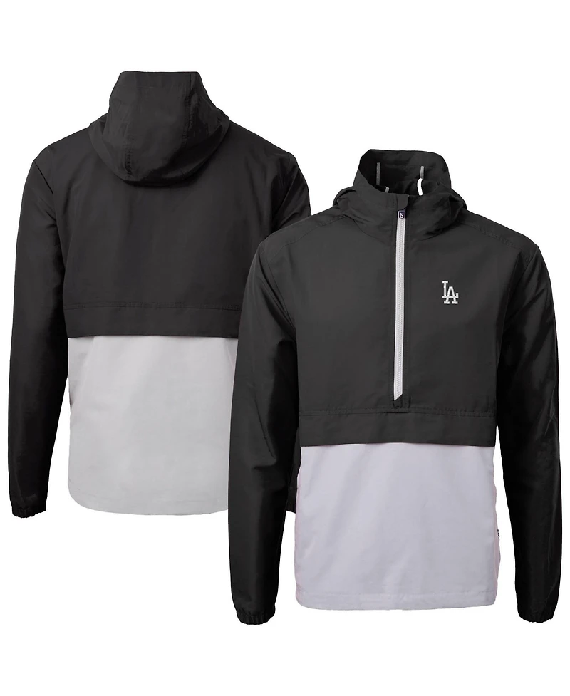 Cutter & Buck Men's Black Los Angeles Dodgers Charter Eco Half-Zip Anorak Jacket
