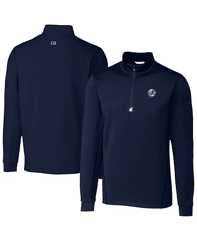 Cutter & Buck Men's Navy New York Yankees Traverse Eco Tri-Blend DryTec Quarter-Zip Jacket