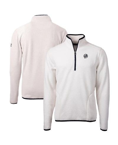 Cutter & Buck Men's Oatmeal New York Yankees Cascade Eco Fleece Quarter-Zip Jacket