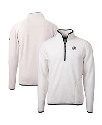 Cutter & Buck Men's Oatmeal New York Yankees Cascade Eco Fleece Quarter-Zip Jacket