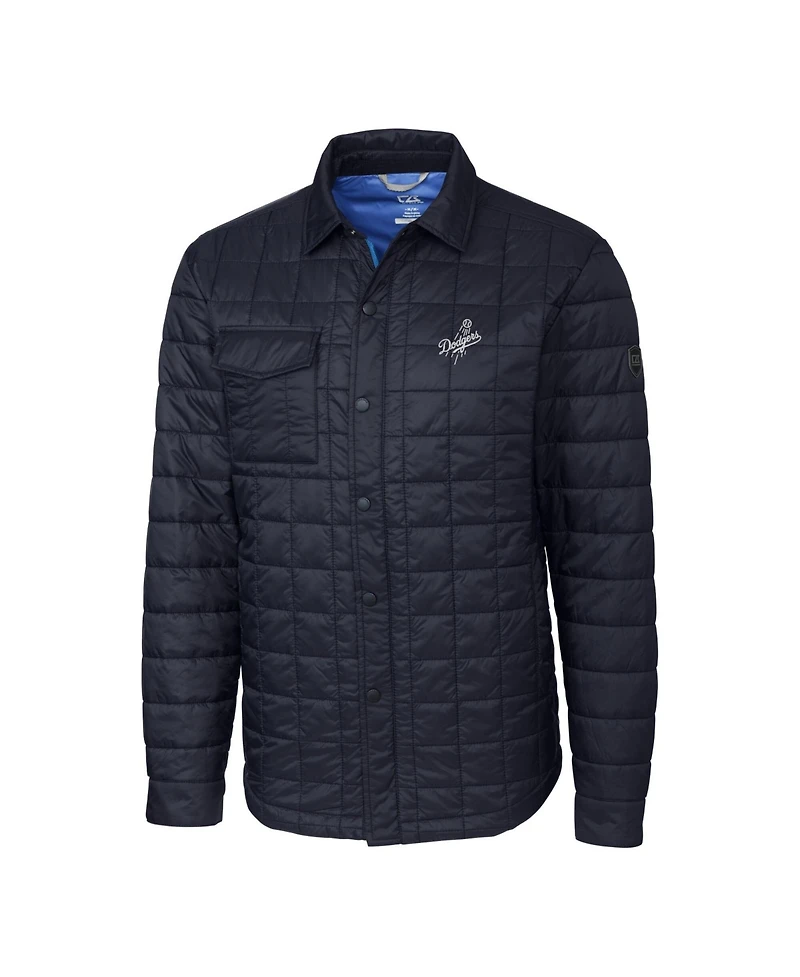 Cutter & Buck Men's Navy Los Angeles Dodgers Rainier PrimaLoft Eco Insulated Quilted Full-Zip Shirt Jacket