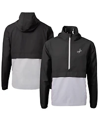 Cutter & Buck Men's Black/Gray Los Angeles Dodgers Charter Eco Anorak Half-Zip Hoodie Jacket
