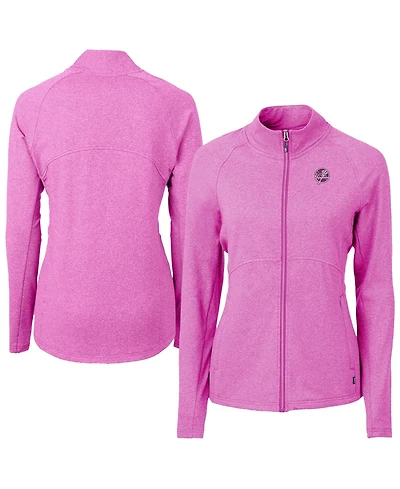 Cutter & Buck Women's Heather Light Pink New York Yankees Raglan Adapt Eco Knit Heather Full-Zip Jacket