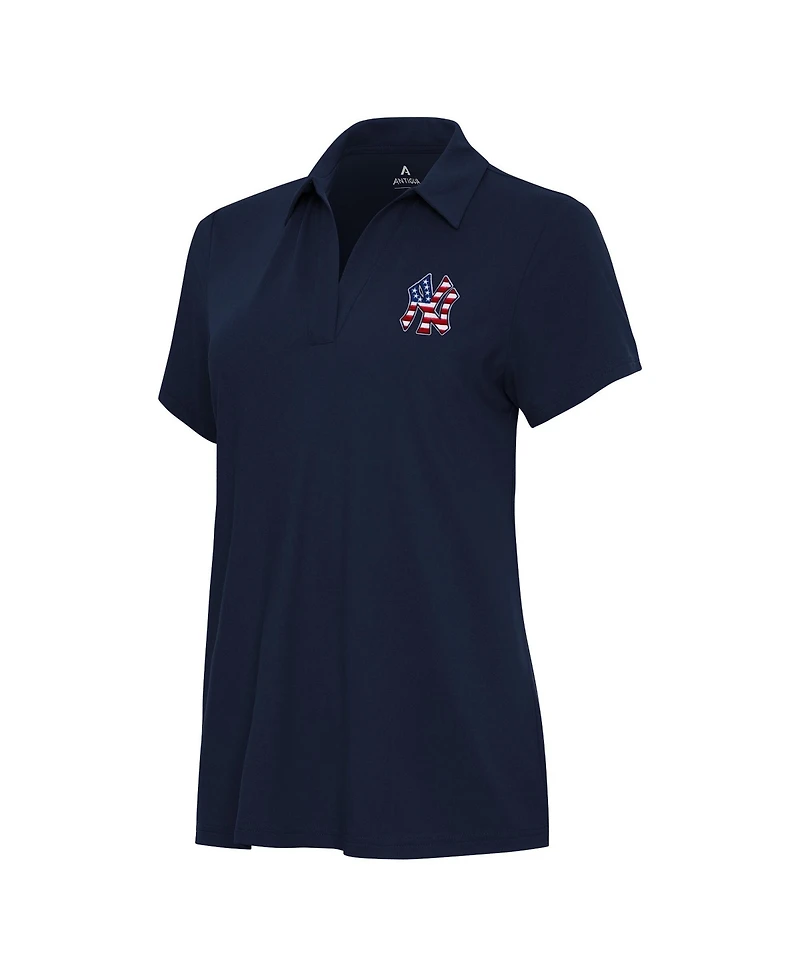 Antigua Women's Navy New York Yankees Independence Day Patriotic Logo Era Polo