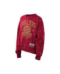 New Era Women's Wine Cleveland Cavaliers Throwback Collection Mineral Wash Crewneck Sweatshirt