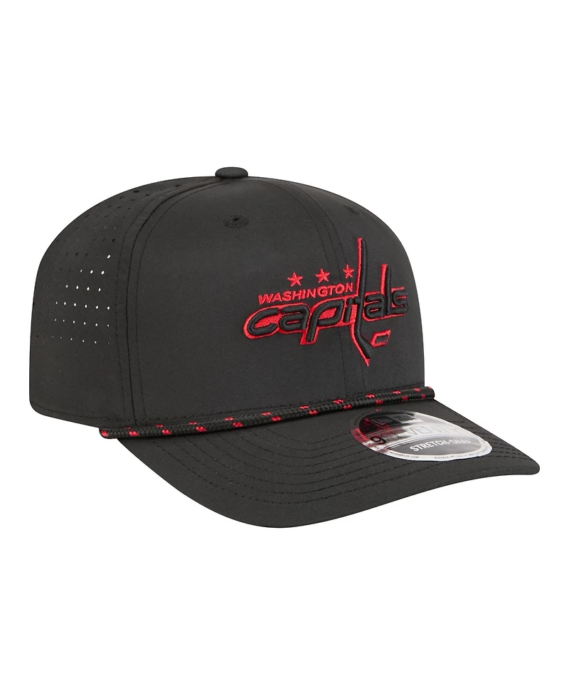 New Era Men's Black Washington Capitals Sport Vented 9SEVENTY Rope Adjustable Hat