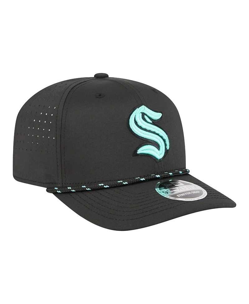 New Era Men's Black Seattle Kraken Sport Vented 9SEVENTY Rope Adjustable Hat