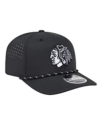 New Era Men's Black Chicago Blackhawks Sport Vented 9SEVENTY Rope Adjustable Hat
