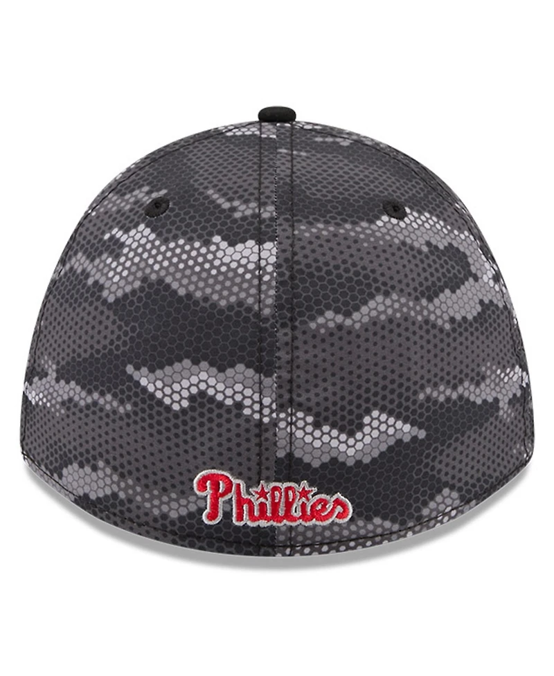New Era Men's Black Philadelphia Phillies Camo 39THIRTY A-Frame Flex Hat