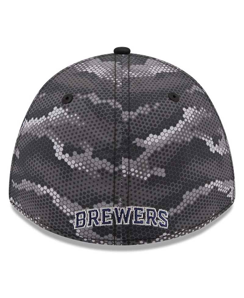 New Era Men's Black Milwaukee Brewers Camo 39THIRTY A-Frame Flex Hat