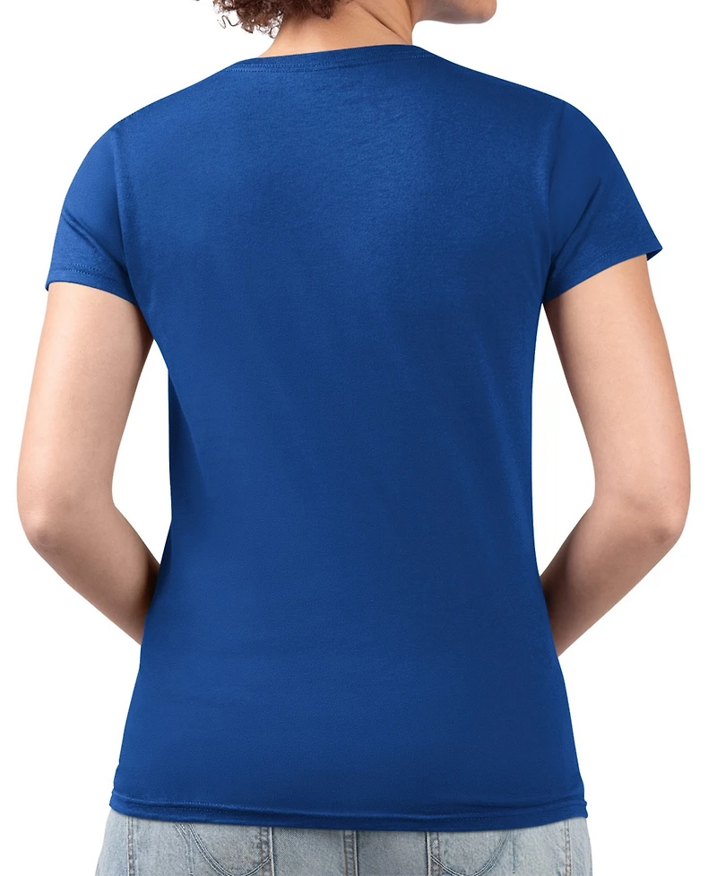 G-iii 4Her by Carl Banks Women's Royal Los Angeles Dodgers Super-Slim Fit Lightweight Team Logo Graphic V-Neck T-Shirt