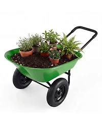 2-Tire Wheelbarrow Garden Cart Heavy-Duty Utility Dolly for Landscaping & Yard Work