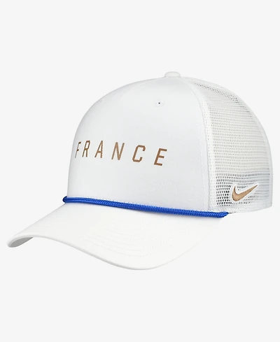 Nike Men's White France National Team Rise Rope Trucker A-Frame Adjustable Hat